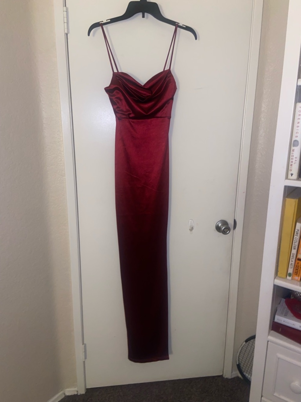 Windsor Burgundy Satin Cowl Neck Maxi Dress
